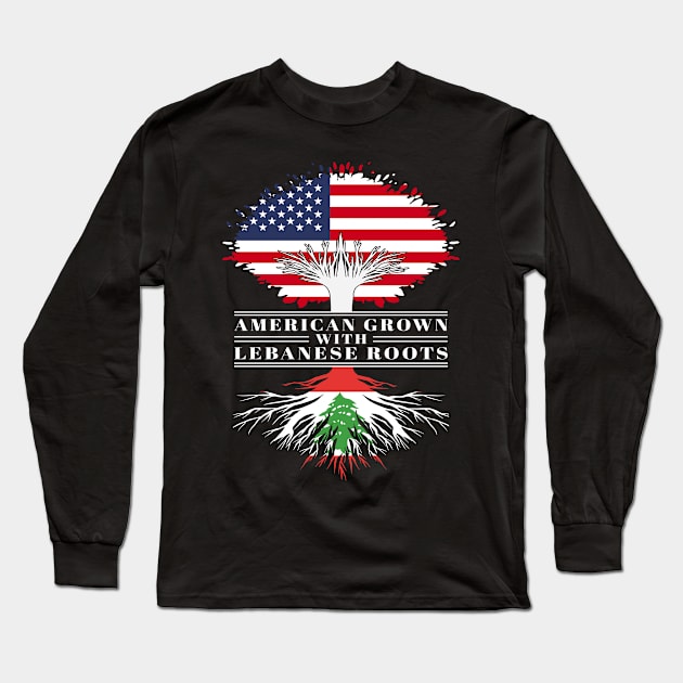 American Grown With Lebanese Roots Us Lebanon Flag Tree Long Sleeve T-Shirt by BramCrye